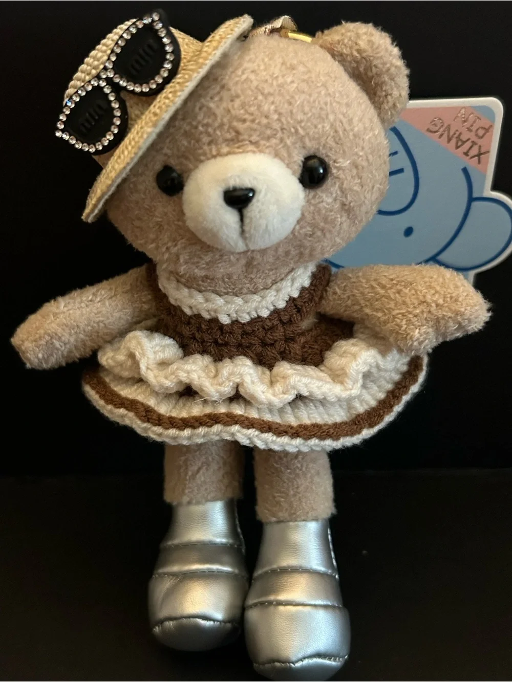 PREMIUM Plush Bear 🐻 Bag or Backpack 🎒 Charm in Brown and Cream with Gold Clasp
